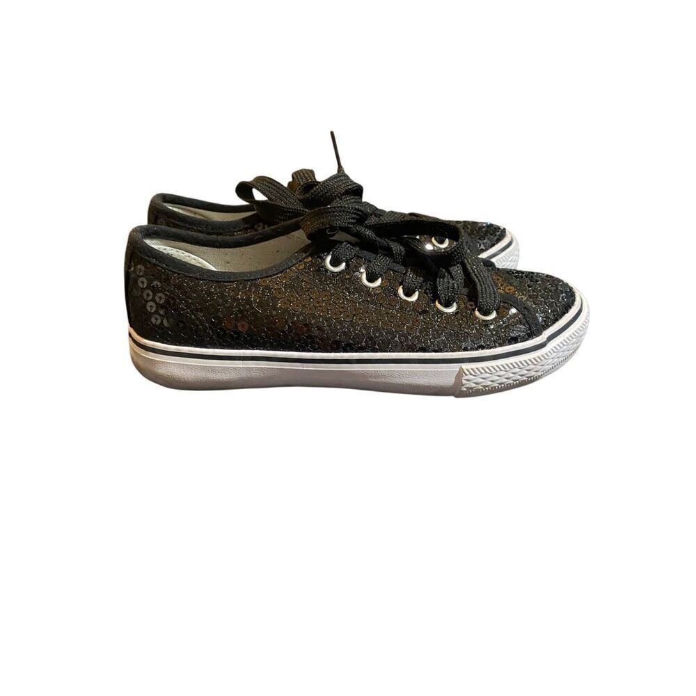 NWOT Balera girls, black sequin kids sneakers, size 4